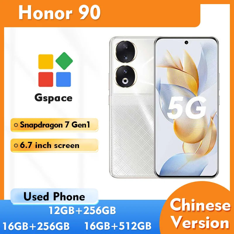 HONOR 90 5G 200MP main camera 6.7inch 2664x1200px Battery 5000mAh charging 66W Used Phone