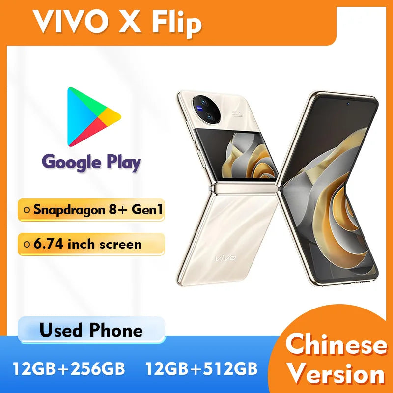 Vivo X Flip 5G SmartPhone Android Screen 6.74inches 4400mAh 44W Charge ROM 256GB 50MP Camera Used Phone