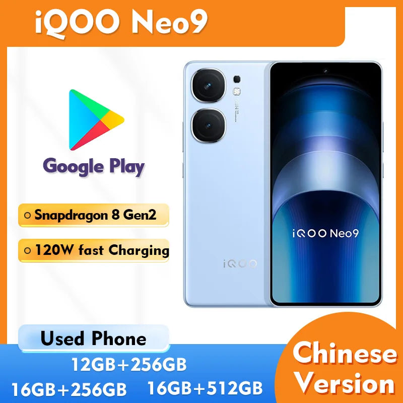 iQOO Neo 9 5G Android 6.78inch 256GB ROM 1400nits 2800x1260px Smartphone 50MP 5160mAh 120w Used Phone