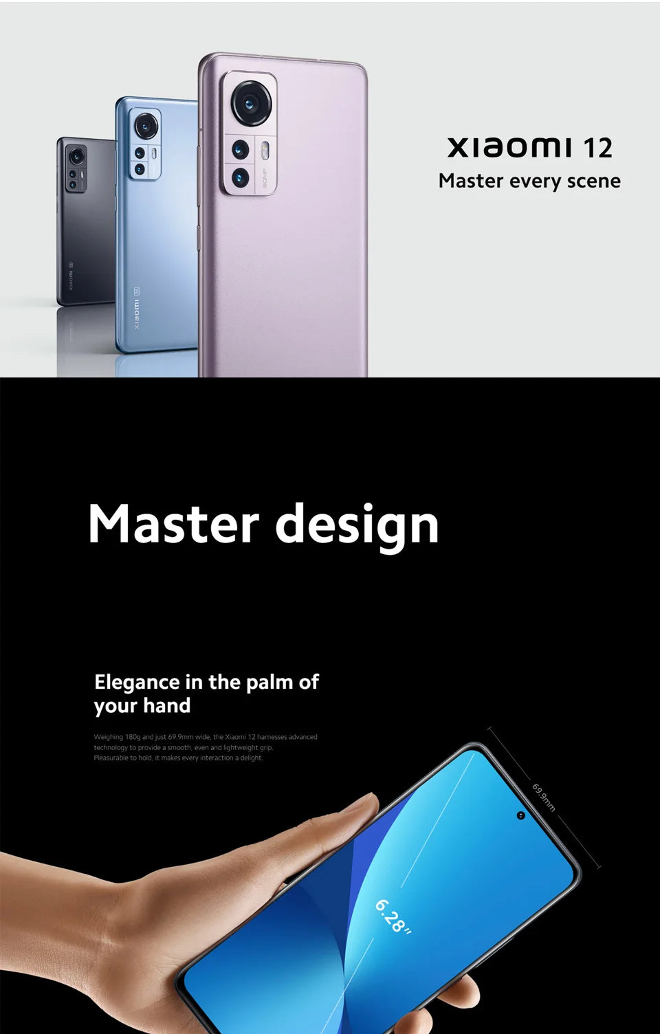 Xiaomi 12 5G 128GB 256GB ROM 6.28inch 419ppi 1100nits 4500mAh charging 67W Android used phone