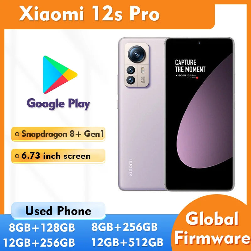 Xiaomi 12S Pro 5G 128GB 256GB 512GB ROM 6.73inch 3200x1440px AMOLED 3.2GHz Battery 4600mAh 50MP used phone