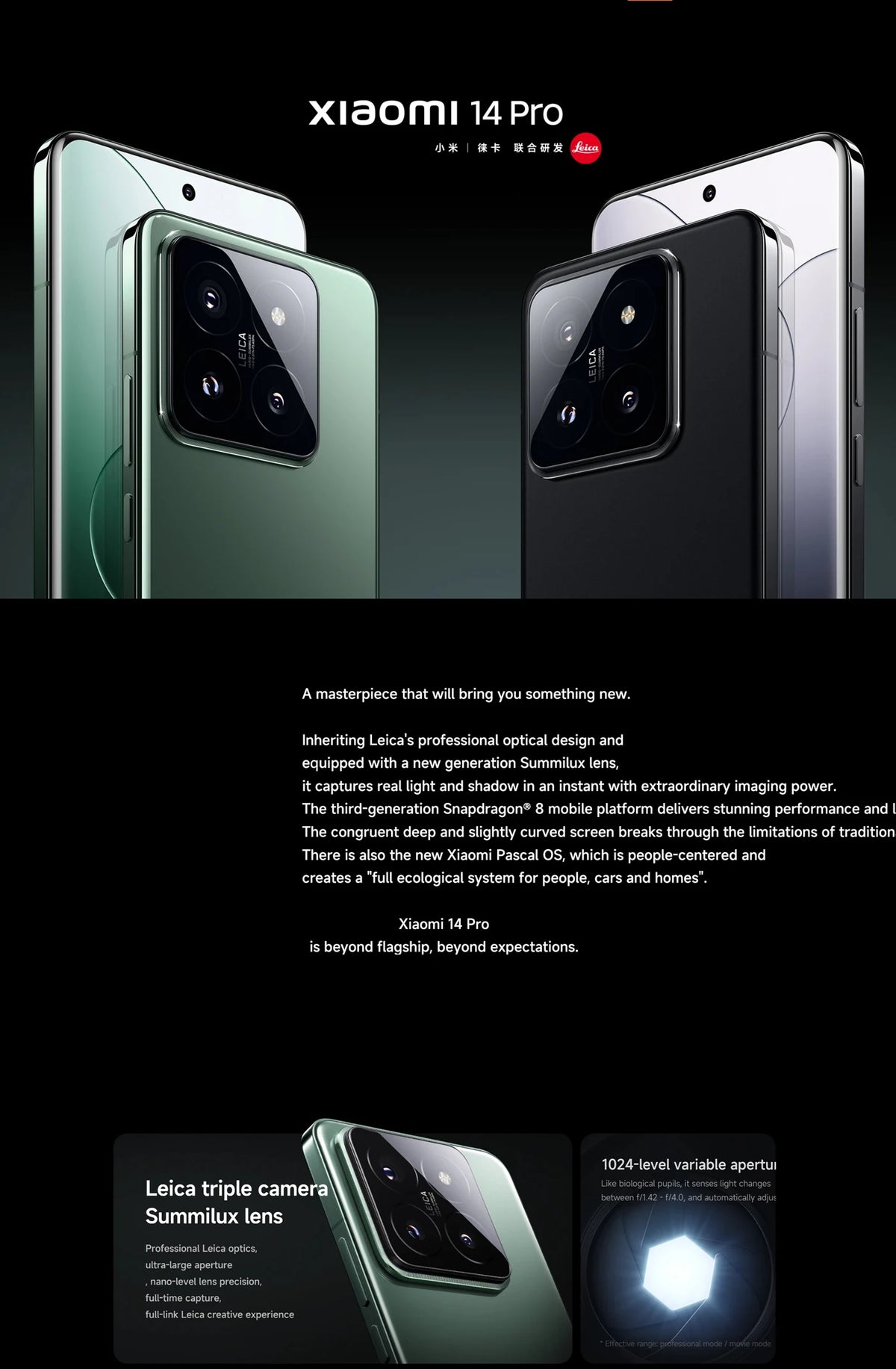 Xiaomi 14 Pro 5G 256GB 512GB 1T ROM 6.73in 3000nit 3200x1440px 50MP 4880mAh Charging 120W used phone