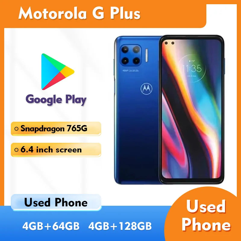 Motorola Moto G Plus XT2075 5G SmartPhone Android 16MP+48MP RAM 4GB ROM 64GB 128GB 6.7 inches Used Phone