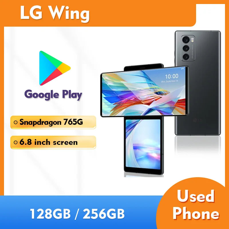 LG Wing 5G F100N SmartPhone 256GB ROM Battery capacity 4000mAh 64MP Camera original used phone