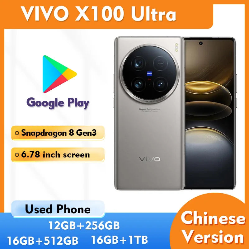 Vivo X100 Ultra Smartphone 5G 6.78inches 120Hz 5500mAh 256GB ROM 50MP camera Used Phone