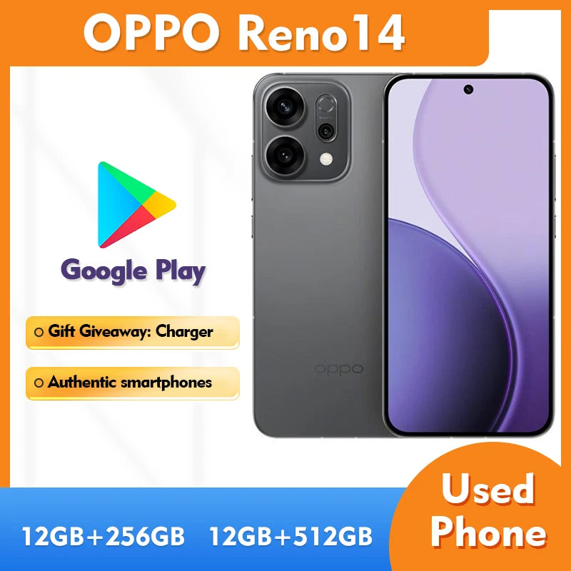 OPPO Reno14 5g Android Smartphone 12GB RAM 256GB ROM Screen 6.59 inches 6000Mah used phone