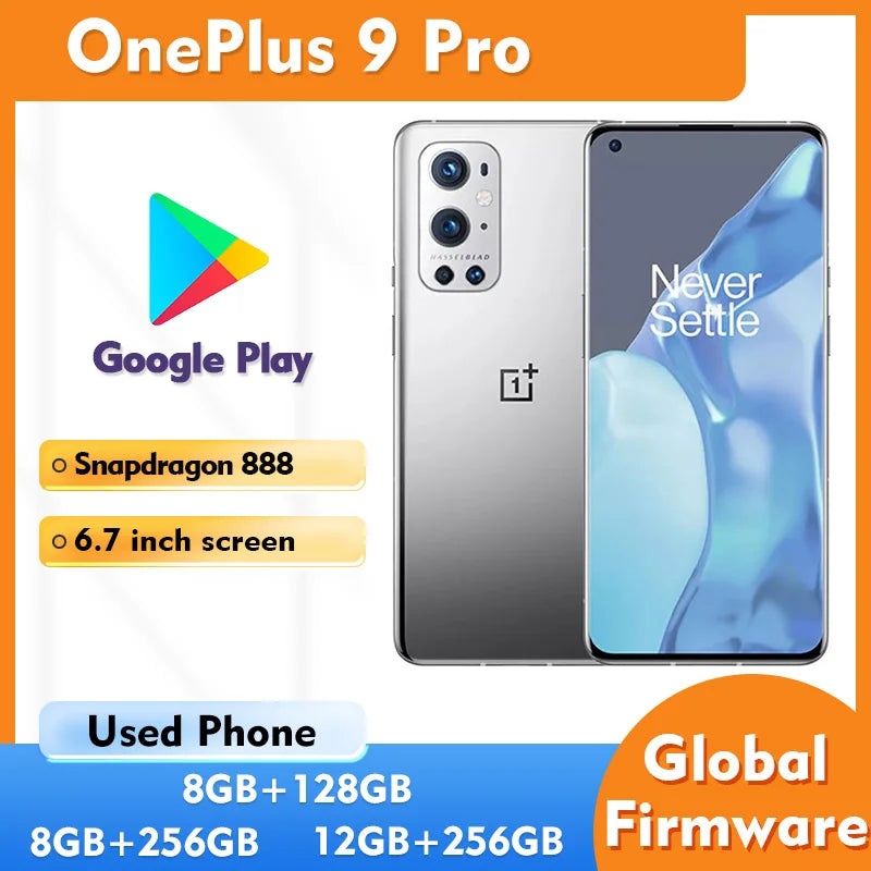 OnePlus 9Pro 9 Pro Smartphone 5G 128GB 256GB ROM 6.7inch 50MP Camera Bluetooth used phone