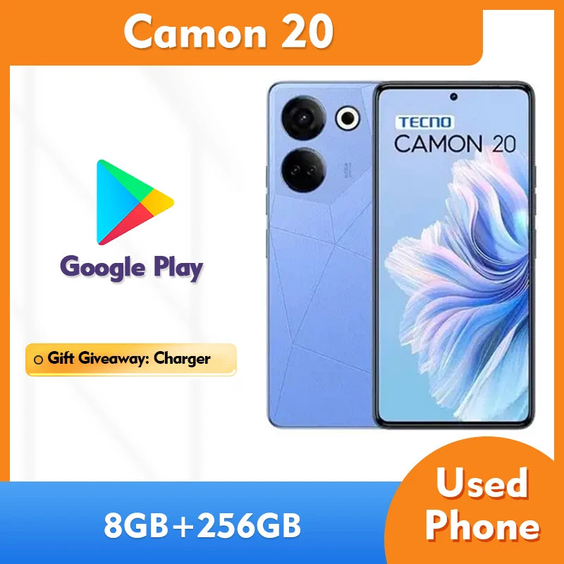 Tecno Camon 20 4G SmartPhone RAM 8GB ROM 256GB 6.67-inch Screen 64MP Camera 5000mAh used Phone