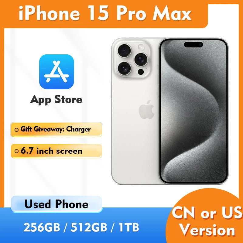 Apple iPhone 15 Pro Max 5G Smartphone ROM 256GB 512GB 1T iOS 2796x1290 Resolution 4422mAh Battery in Good Condition Used Phone
