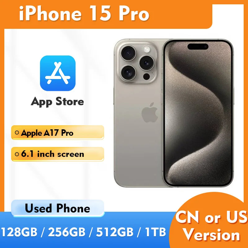 Apple iPhone 15 Pro 5G Original Dual SIM 6.1 Inch 2556x1179 Screen 48MP Rear Camera 3274mAh Battery Capacity Used Phone