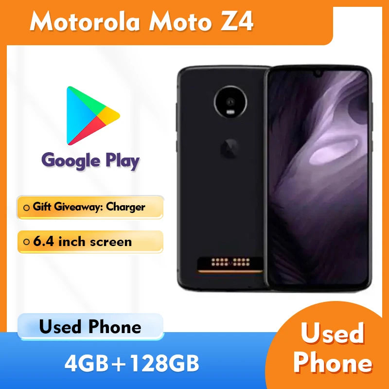 Motorola Moto Z4 XT1980 4G Smartphone RAM 4GB ROM 128GB 6.4inches Fingerprint Recognition 60Hz Used Phone