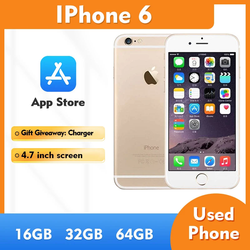 Apple iPhone 6 4g ROM 16GB 32GB 64GB IOS Smartphone Screen 4.7-Inch Camera 8MP Used Phone
