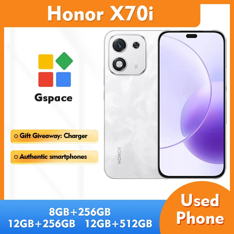 Honor x70i 5G Android Smartphone 8GB RAM 256GB ROM Screen 6.7 inches 6000Mah used phone