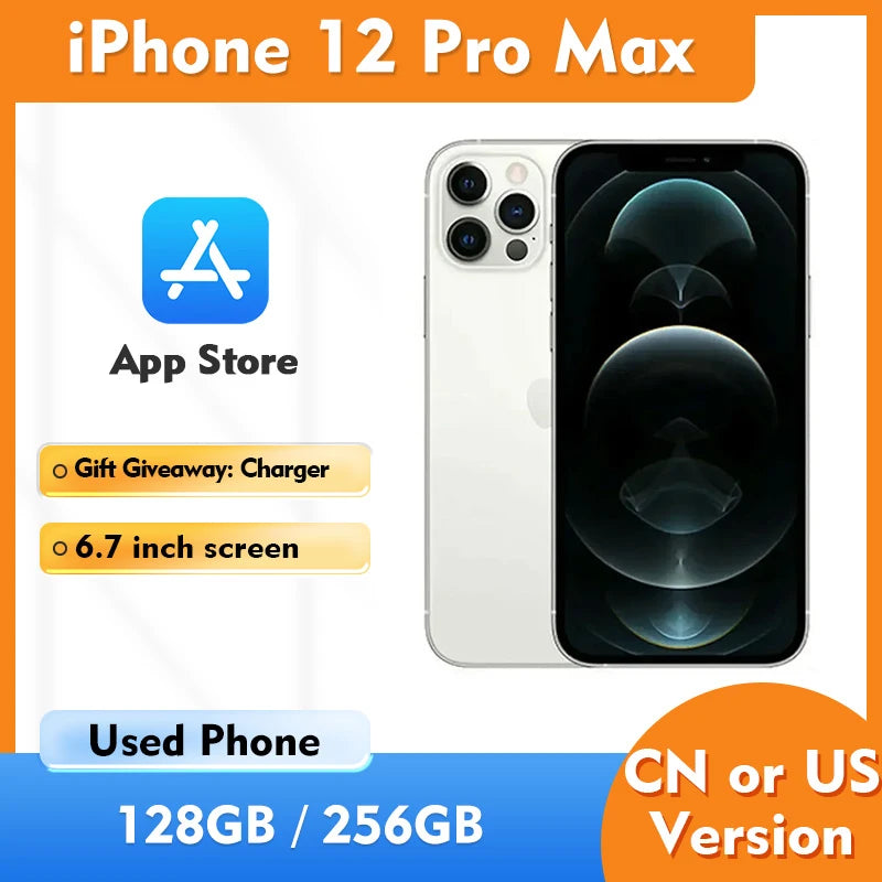 Unlocked Original Apple iPhone 12 Pro Max 5G Mobile Phone 6.7 Inch HD Display 12MP Camera 256GB ROM Used Smartphone