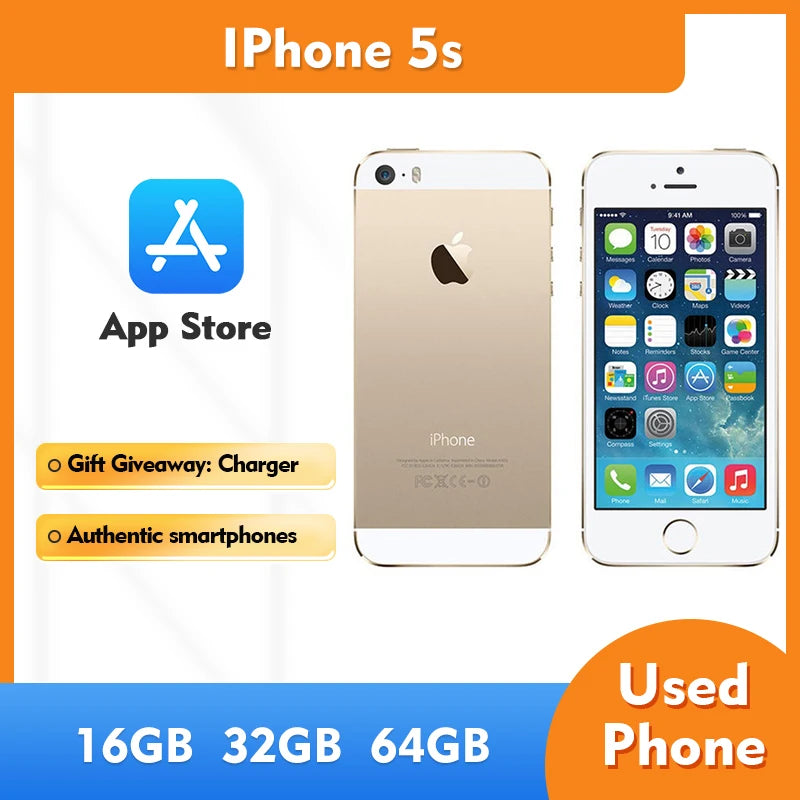 Unlocked Original Apple iPhone 5S 3G Mobile Phone 4 Inch HD Display 8MP Camera 64GB ROM Used Smartphone