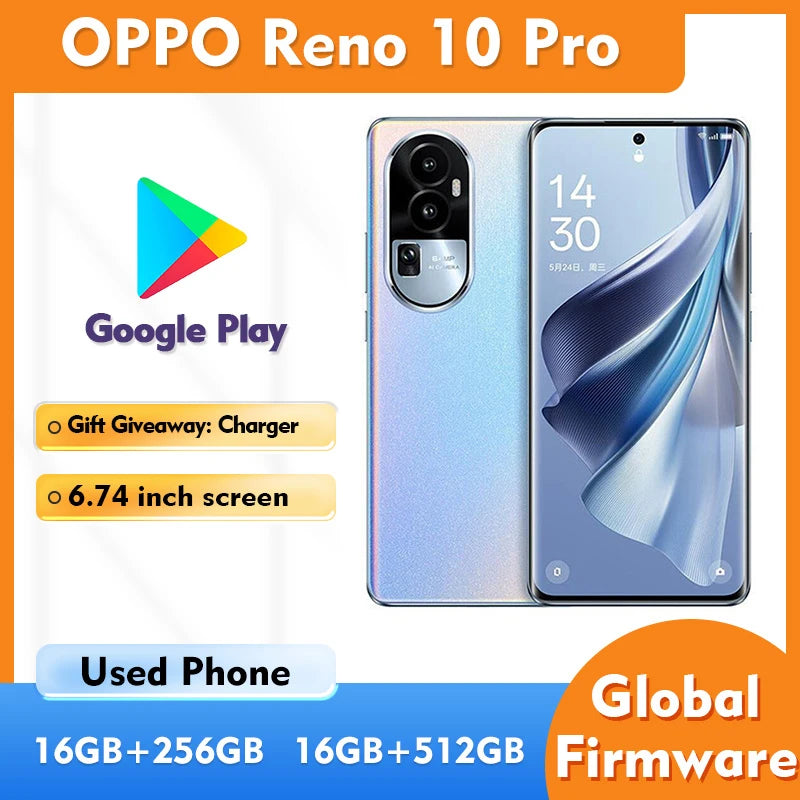OPPO Reno 10 Pro 5G Android Smartphone 16GB RAM 512GB ROM Screen 6.74 inches 4600Mah used phone