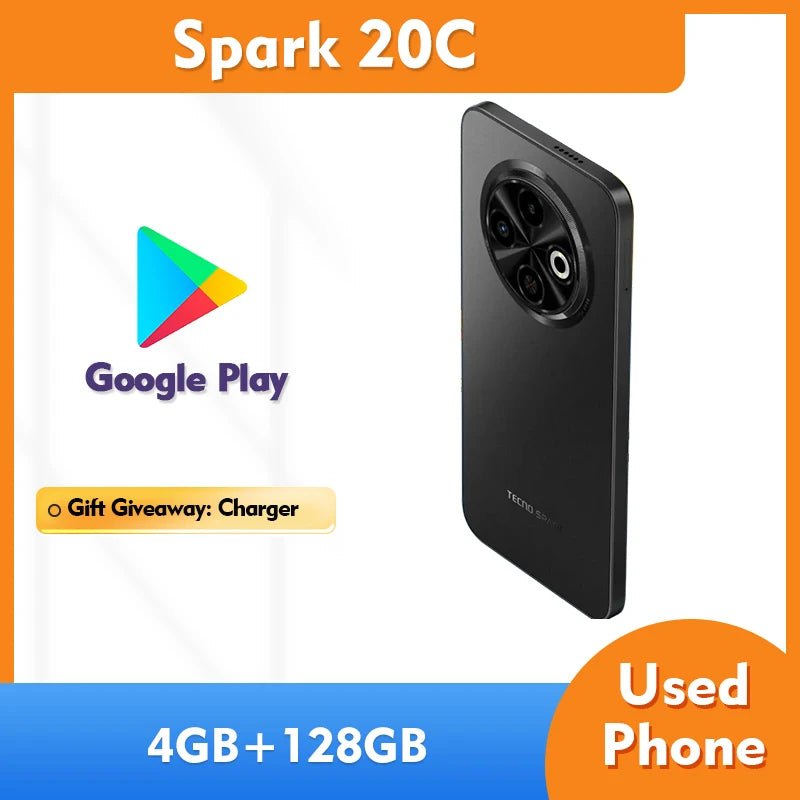 Tecno spark 20c 4G SmartPhone RAM 4GB ROM 128GB 6.6-inch Screen 50MP Camera 5000mAh used Phone