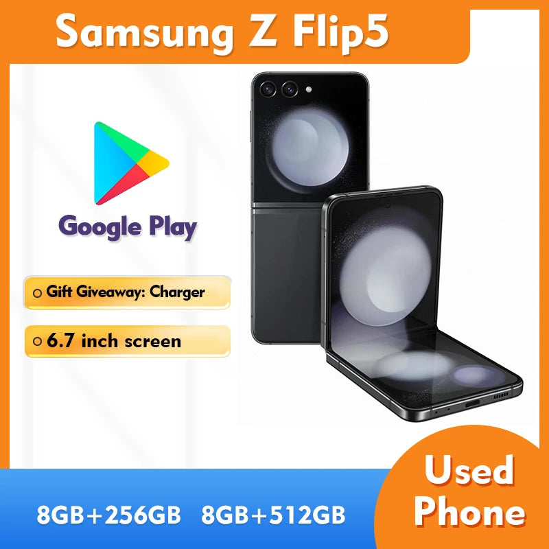 Samsung Galaxy Z Flip5 RAM 8GB ROM 256GB/512GB 5G SmartPhone 12MP camera 6.7inch 3700mAh Used Phone