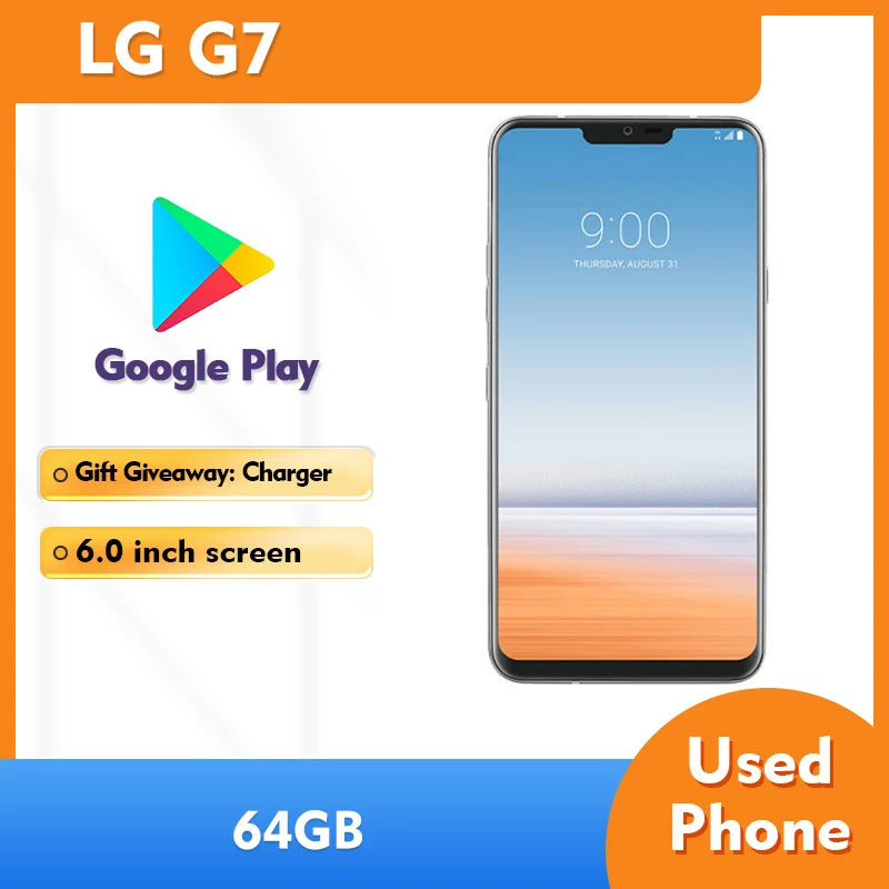 LG G7 ThinQ 4G 128GB ROM SmartPhone 3000mAh 3120x1440px 6.1inches 16MP Cameraoriginal used phone
