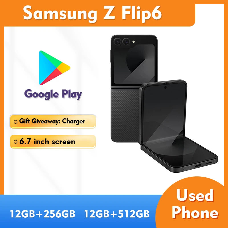 Samsung Galaxy Z Flip6 RAM 12GB ROM 256GB/512GB 5G SmartPhone 50MP camera 6.7inch 4000mAh 2640x1080px Used Phone