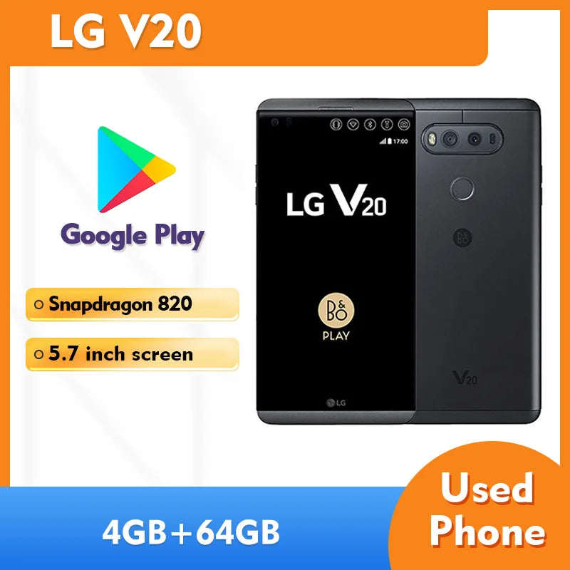 LG V20 4G 4GB RAM 64GB ROM SmartPhone 3200mAh 5.7inches 2560x1440px original used phone