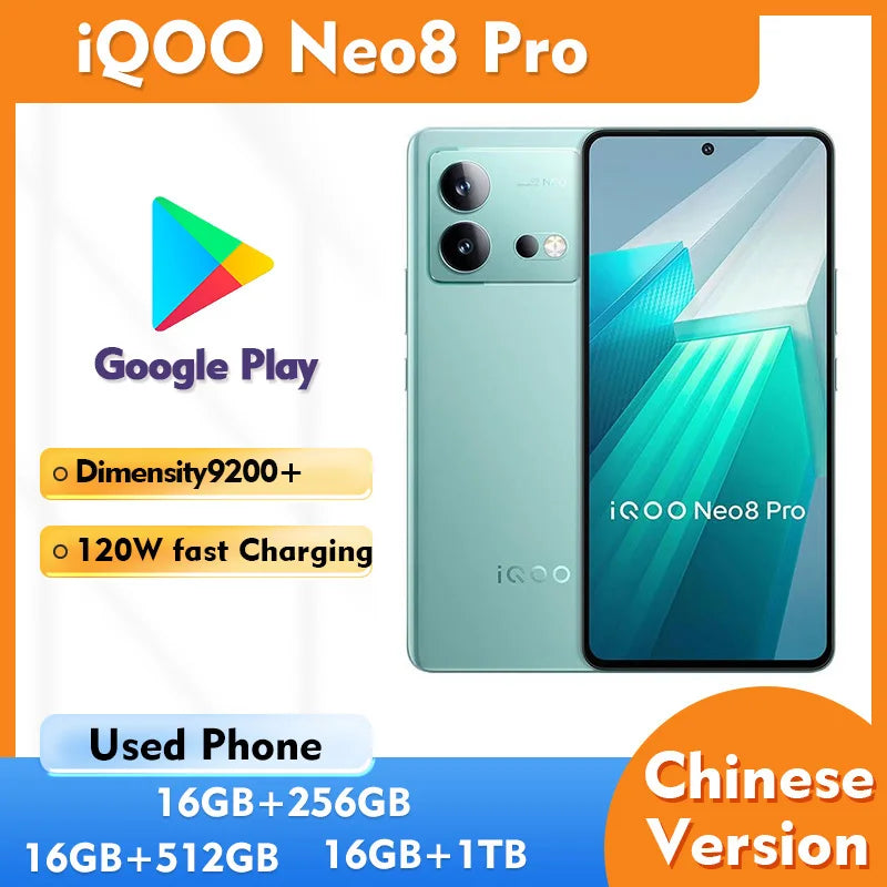 iQOO Neo 8 Pro 5G 6.78in 452ppi CPU 256GB ROM 5000mAh 50MP used phone