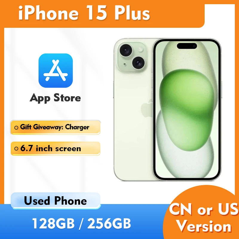 Apple iphone 15 plus 5G ROM 128GB/256GB 2796x1290 Display Resolution 60hz refresh rate IOS 6.7inch Full Screen used phone
