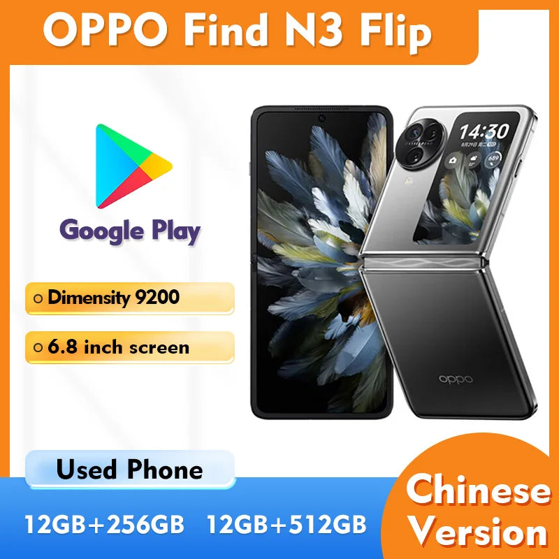 OPPO Find N3 Flip 5g Smartphone Screen 6.8-Inches 4300mAh Battery 256GB ROM Original Android Used Phone
