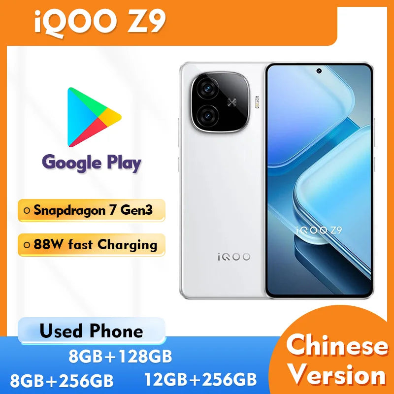 iQOO Z9 5G ROM 128GB/256GB SmartPhone Android 144hz refresh rat 6.78inch 2800x1260px 50MP 6000mAh Used phone