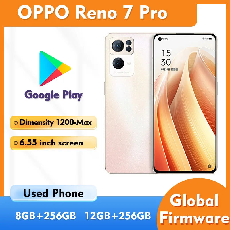 OPPO Reno7 Pro 5g Smartphone 256GB ROM Screen 6.55-Inches All Colours Android Used Phone