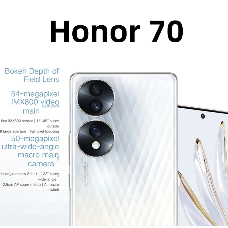Honor 70 (EU Version) 5G Android SmartPhone RAM 12GB ROM 256GB 6.67in 4800mAh All Colours Good Condition used phone