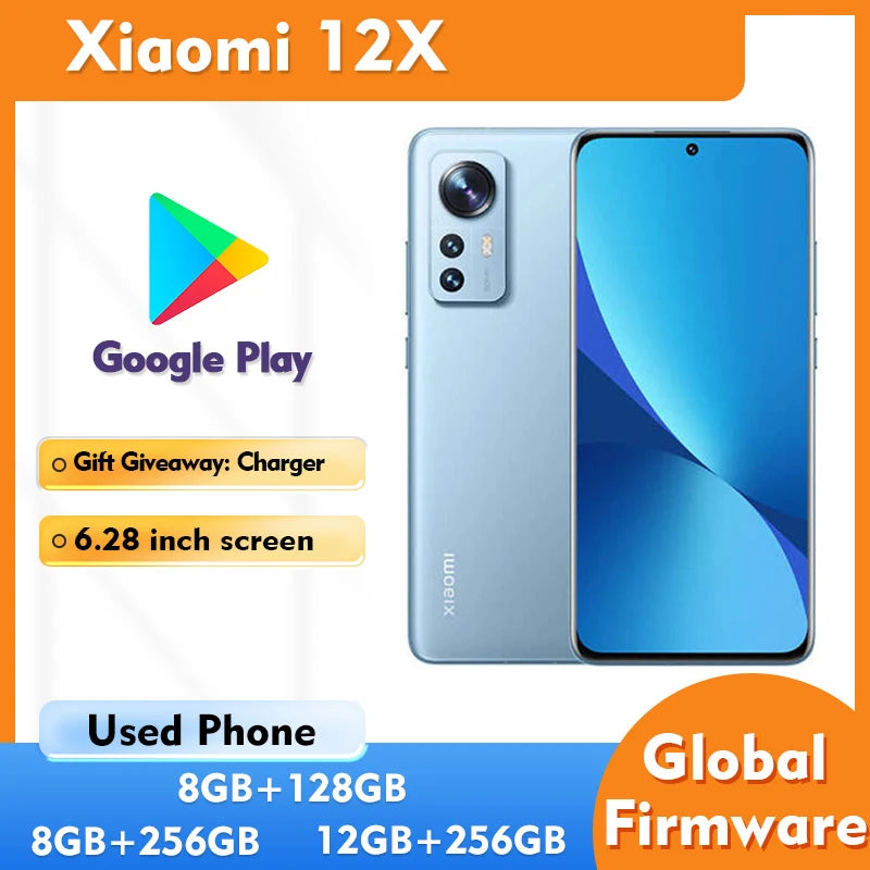 Xiaomi 12X 5G Android SmartPhone RAM 12GB ROM 256GB 6.28in 4500mAh All Colours Good Condition used phone