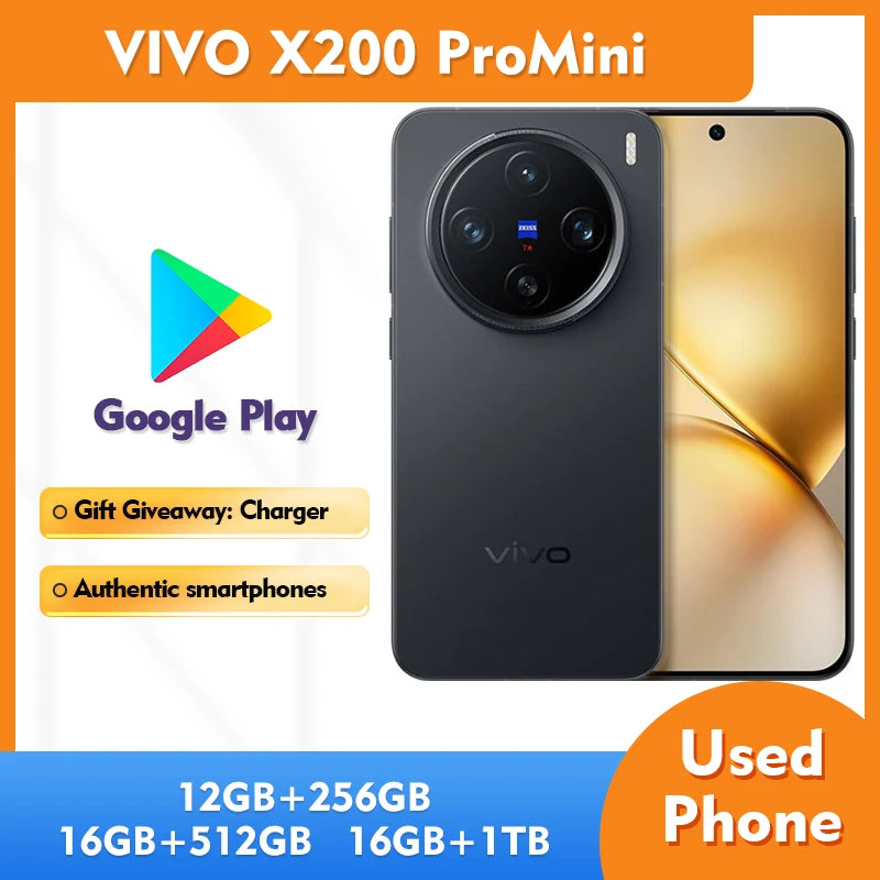 Unlocked Original Vivo X200 Pro Mini 5G Mobile Phone 6.31 Inch HD Display 50MP Camera 16GB RAM 1TB ROM Used Smartphone