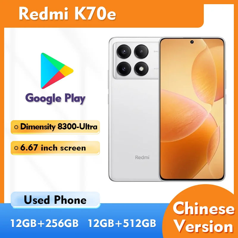 Redmi K70e 5G Smartphone NFC ROM 256GB/512GB Dual SIM 6.67inch SCreen in good condition 64MP Camera all colors used phone