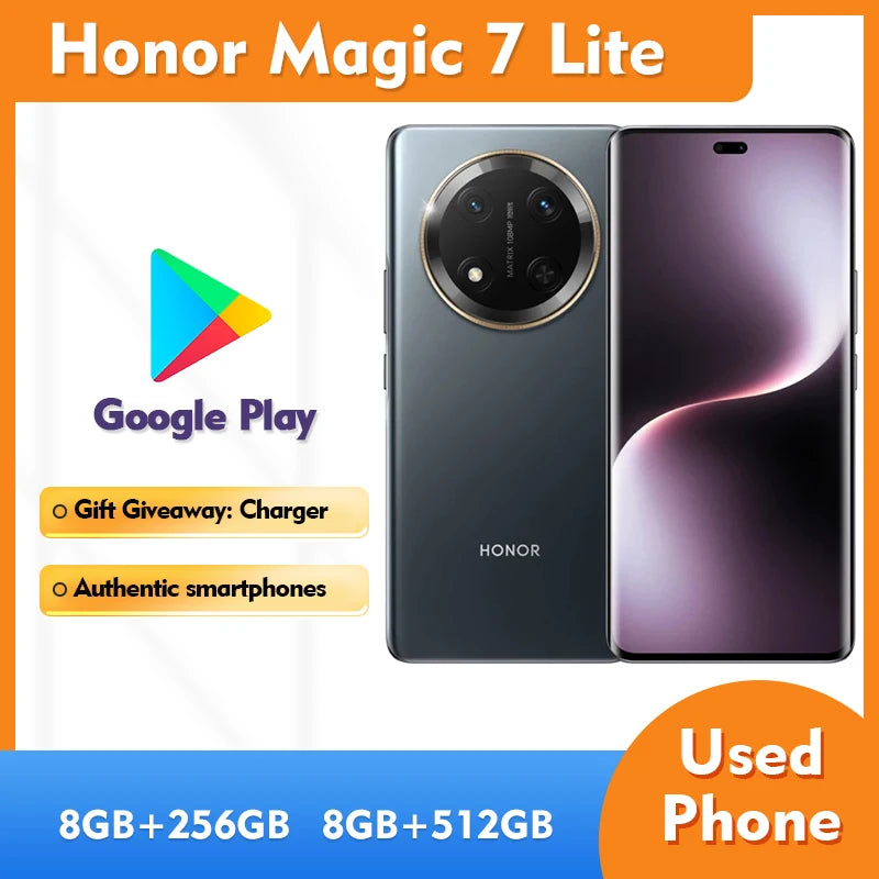 Honor Magic7 Lite (EU Version) 5G Android SmartPhone RAM 8GB ROM 512GB 6.78in 6600mAh All Colours Good Condition used phone