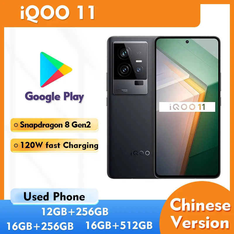 iQOO 11 5G OIS 50MP CPU Snapdragon8 Gen2 3200x1440px AMOLED 6.78in 144Hz 5000mAh Charging 120W used phone