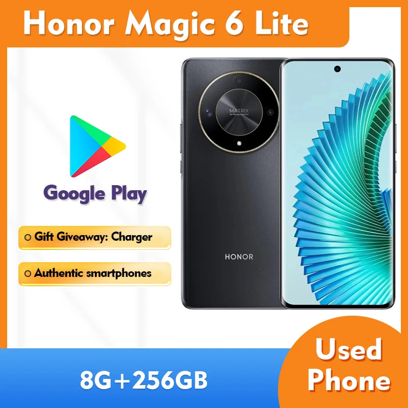 Honor Magic6 Lite (EU Version) 5G Android SmartPhone RAM 8GB ROM 256GB 6.78in 5300mAh All Colours Good Condition used phone