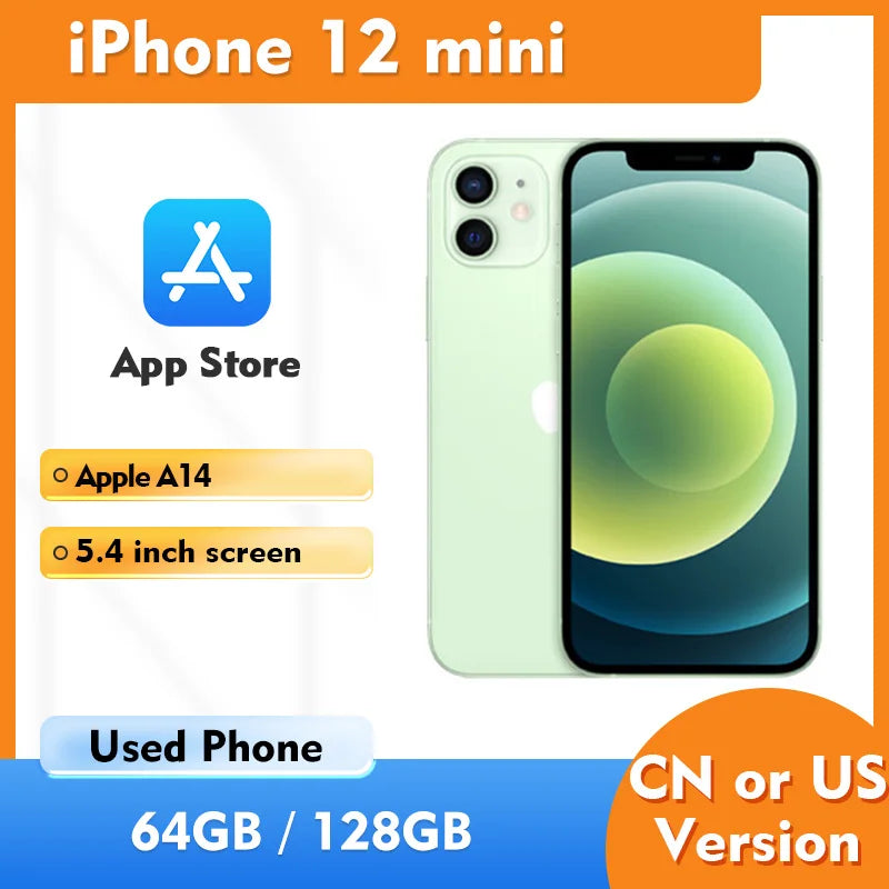Apple iPhone 12 Mini ROM 64GB 128GB 5G iOS Smartphone 5.4inch 2340x1080px 12MP Camera 2227mAh Battery Capacity Used Phone
