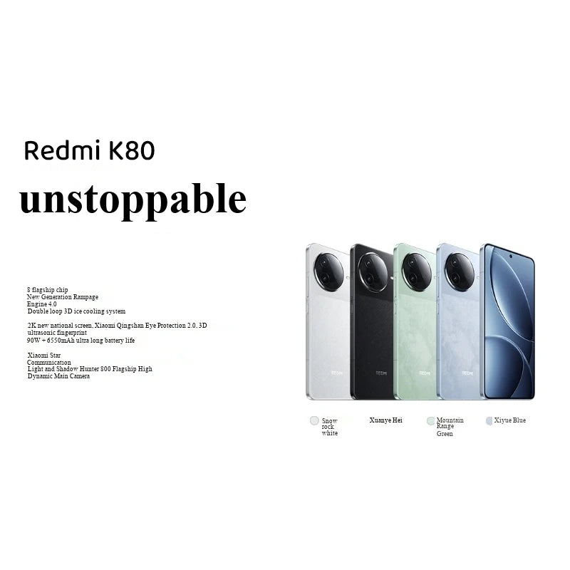 Redmi K80 5G 6.67 inch RAM 12GB 16GB ROM 256GB 512GB 50MP Full Screen 90W Hypercharge 6550mAh Smartphone used phone