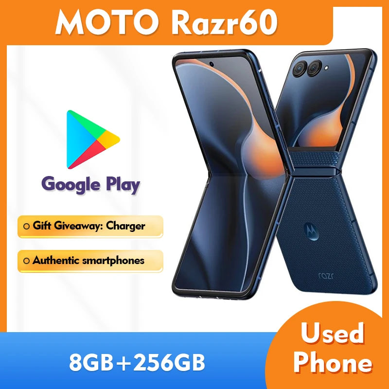 Motorola Moto razr 60 5g Android Smartphone 8GB RAM 256GB ROM Screen 6.9 inches 4500Mah used phone