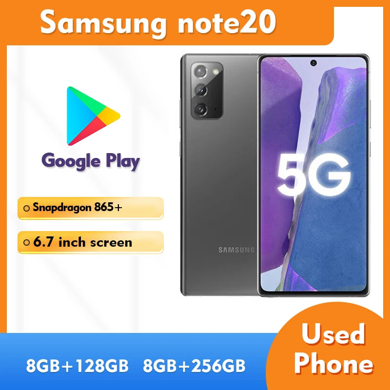 Samsung Galaxy Note 20 5G 8GB RAM 128GB ROM Smartphone Android 6.7inch Screen NFC Unlocked Good Condition Used Phone