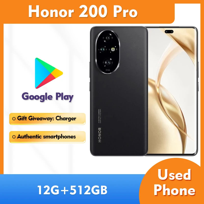 Honor 200 Pro (EU Version) 5G Android SmartPhone RAM 12GB ROM 512GB 6.78in 5200mAh All Colours Good Condition used phone