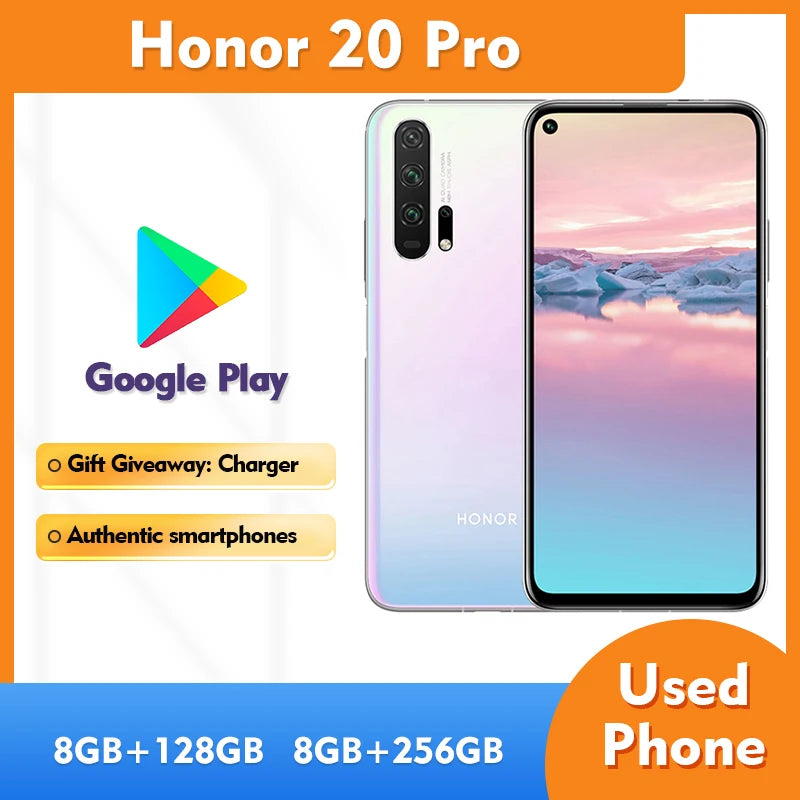 Honor 20 Pro (EU Version) 5G Android SmartPhone RAM 8GB ROM 256GB 6.26in 4000mAh All Colours Good Condition used phone