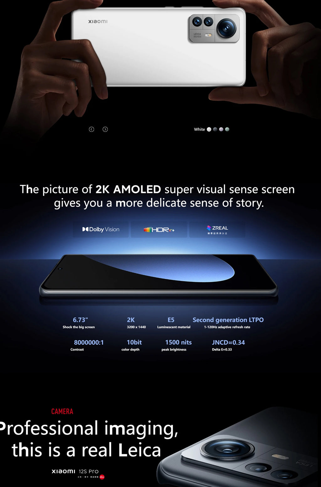 Xiaomi 12S Pro 5G 128GB 256GB 512GB ROM 6.73inch 3200x1440px AMOLED 3.2GHz Battery 4600mAh 50MP used phone