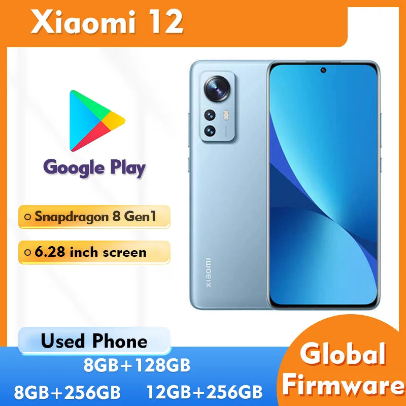 Xiaomi 12 5G 128GB 256GB ROM 6.28inch 419ppi 1100nits 4500mAh charging 67W Android used phone