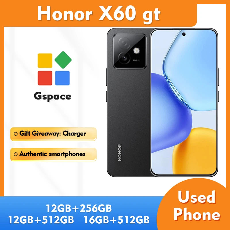 Honor X60 GT 5g Android Smartphone 12GB RAM 256GB ROM Screen 6.7 inches 6300Mah used phone