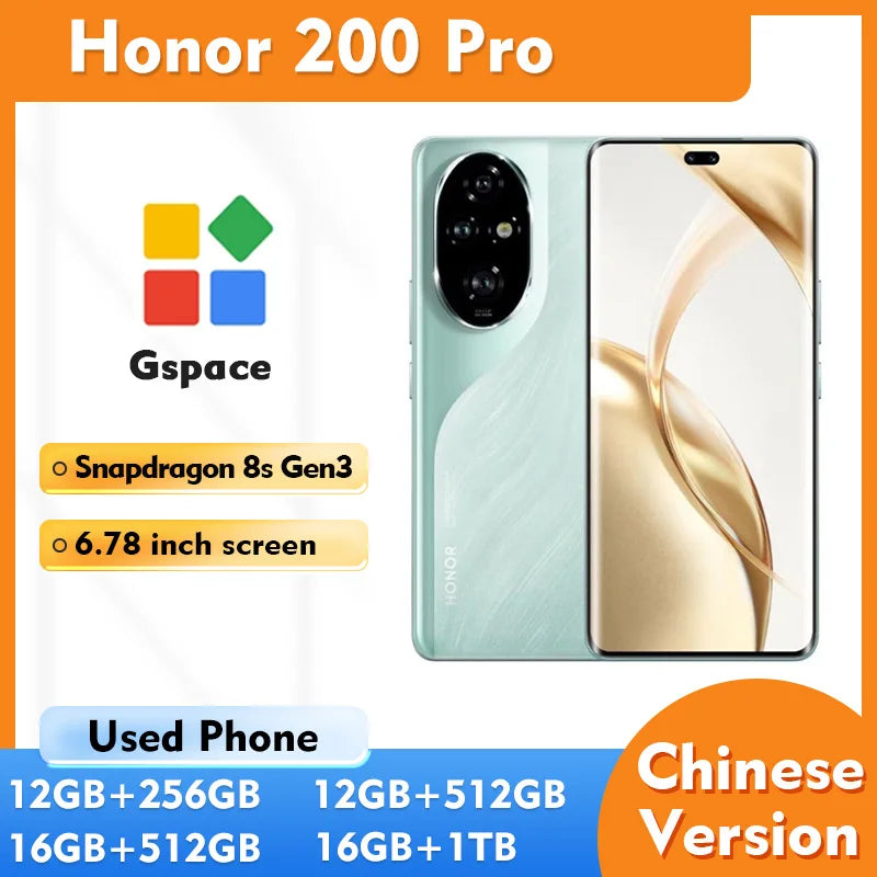 Honor 200 Pro 5g Wireless reverse charging 5200mAh Battery 6.78inches 256GB ROM OLED 50MP Used Phone