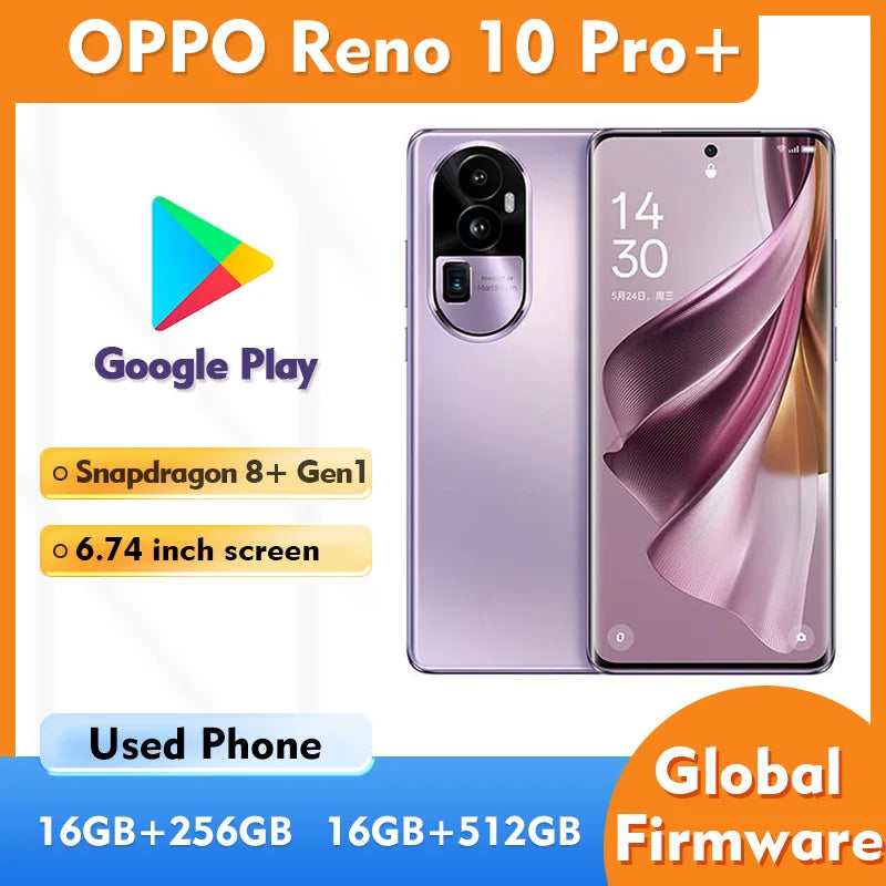 OPPO Reno10 Pro+ 5g Smartphone 256GB Screen 6.74-Inches All Colours Android Used Phone