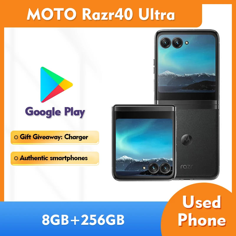 Unlocked Original Motorola Razr40 Ultra 5G Mobile Phone 6.9 Inch HD Display 32MP Camera 8GB RAM 256GB ROM Used Smartphone