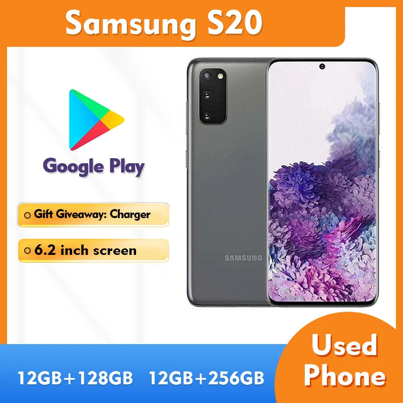 Samsung Galaxy S20 5G RAM 12GB ROM 128GB SmartPhone 6.2inch 64MP camera 4000mAh used Phone